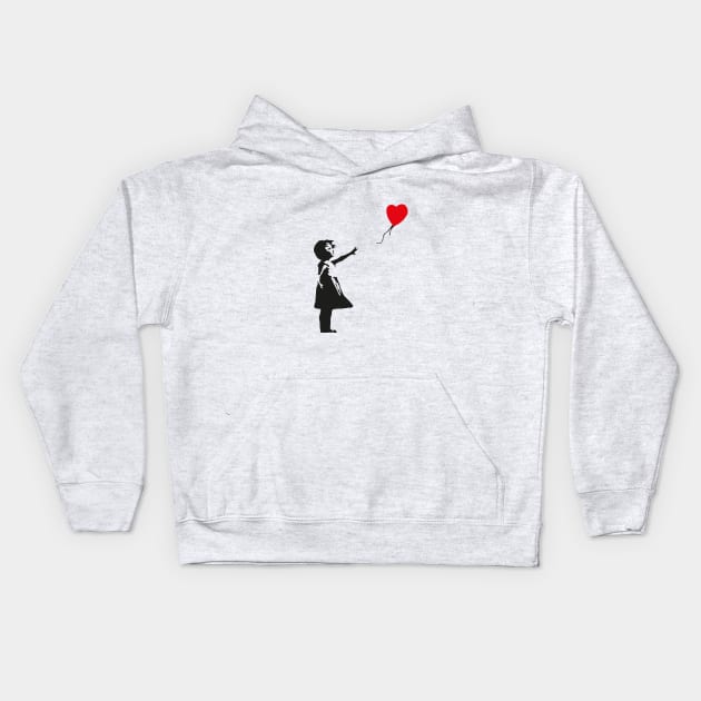 Banksy baloon girl Kids Hoodie by PopGraphics